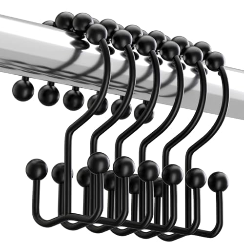 Duschvorhang Haken, 12 Stück Aufhängeringe mit Gleitsystem Duschringe für Duschvorhang Ringe Sie Halten Den Duschvorhang Sicher und Gleiten Mühelos-Schwarz Duschvorhang Haken, 12 Stück Aufhängeringe mit Gleitsystem Duschringe für Duschvorhang Ringe Sie Halten Den Duschvorhang Sicher und Gleiten Mühelos-Schwarz von Midgod