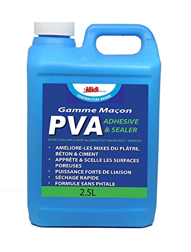 Midi Decor PVA – Industriekleber – Serie Mason – Klebstoff und Versiegelung – Verwendung im Innen- und Außenbereich, 2,5 l von Midi Decor
