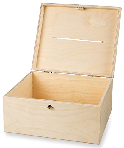 SCHULZ Holz Aufbewahrungsbox mit Deckel und Briefloch Holz Briefkasten DIY Decoupage Truhe 29x25x14,5 cm von MidiM