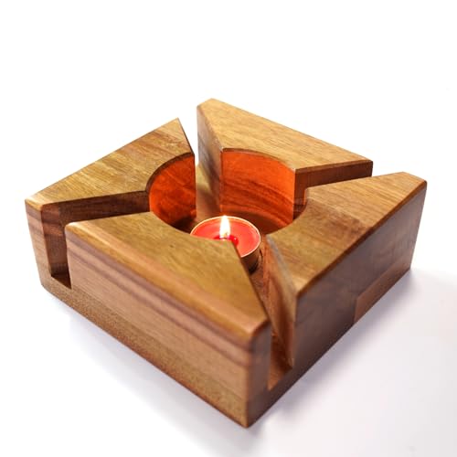 MIDINGCHAI stövchen Holz, Candle Warmer, stövchen für teekanne, duftlampe teelicht, teekanne mit stövchen aus Akazienholz/15x15 cm Handgemachtes Stövchen für Teekanne/Speisen von MidingChai