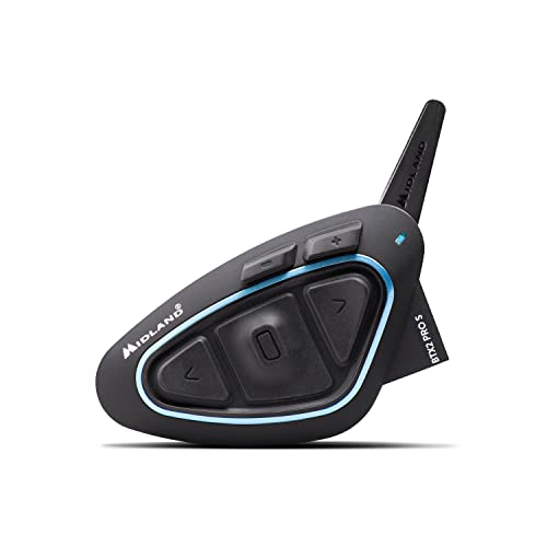 Midland BTX2 Pro S LR Single C1414.02, Bluetooth-Kommunikationssystem für Motorradfahrer, IPX6 Wasserdichtes Helm-Headset, Geräuschunterdrückung, bis 8 Personen, 23h und 1,6km von Midland