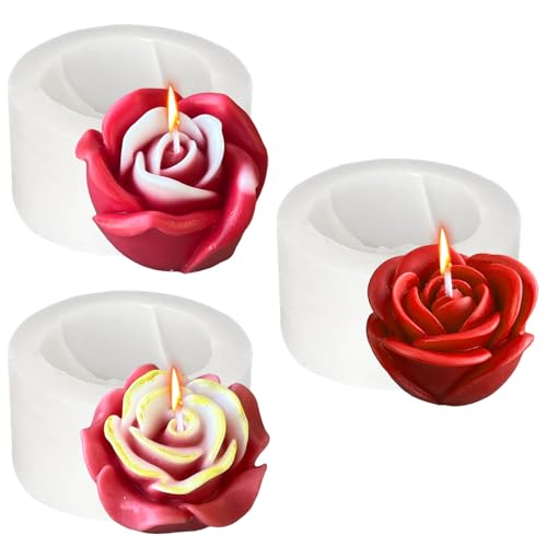 Midnadiy Silikonform Rose, Weiches silikon formen zum gießen, kerzenformen zum gießen, Perfekt für die Herstellung Von Handgemachten Duftkerzen, Seifen, Gips, Harz Und Handwerk Geschenke von Midnadiy