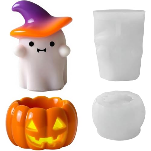 Midnadiy Halloween-Geisterkerzenform, 3D-Kürbis-Silikon-Kerzenform, Kürbis-Geisterkerzenform, geeignet für selbstgemachte Kerzen, handgefertigte Seife, Harzhandwerk, Gips, Halloween-Heimdekor Midnadiy Halloween-Geisterkerzenform, 3D-Kürbis-Silikon-Kerzenform, Kürbis-Geisterkerzenform, geeignet für selbstgemachte Kerzen, handgefertigte Seife, Harzhandwerk, Gips, Halloween-Heimdekor von Midnadiy