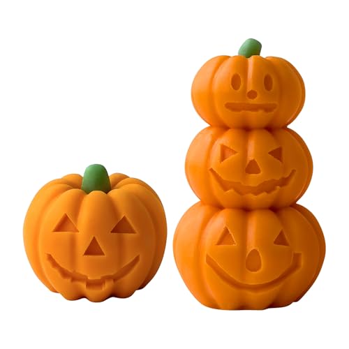 Midnadiy Halloween-Kürbis-Kerzenform, 3D-Kürbis-Silikonform, wiederverwendbare Kerzen-Silikonform, geeignet für selbstgemachte Kerzen, handgefertigte Seife, Harzhandwerk und Halloween-Heimdekorationen von Midnadiy
