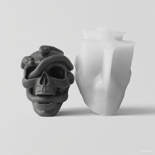 Midnadiy Halloween-Totenkopf-Silikonform, wiederverwendbare 3D-Totenkopf-Kerzenform für selbstgemachte Kerzen, Seife, Harzhandwerk und Halloween-Heimdekoration von Midnadiy