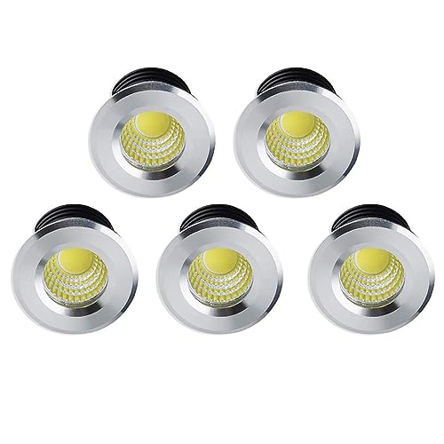 5 Stück Klein Mini LED Einbaustrahler 3W 230V Deckenstrahler mit Transformator COB Downlights Deckenspots 300lm für Weinschrank/Schrank/Küche/Wohnzimmer von Midore