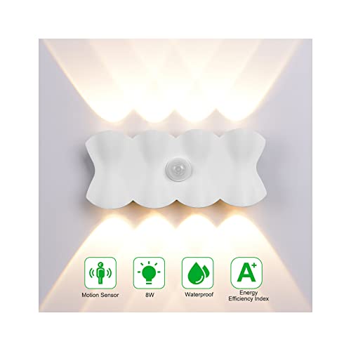 8W Wandleuchte Wandlampe, LED Aussen Wandleuchte Wasserdichte IP65 Wandbeleuchtung Modern Aussenleuchte Aluminium Außenwandleuchten Wandlampe Innen/Aussen Warmweiß (Weiß-warmweiß) von Midore