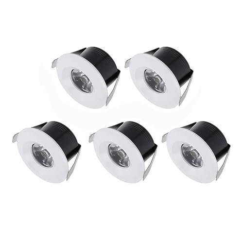 Klein Mini LED Einbaustrahler 1W 5 Stück 230V Weiß Deckenstrahler mit Transformator COB Downlights Deckenspots Aluminium 100-130lm 3000K von Midore
