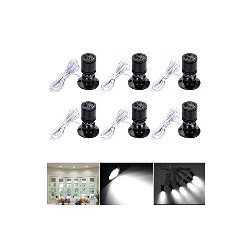 Midore Klein LED Scheinwerfer 6 Stück Schranklicht 2W, 360° Schwenkbar, 230V Aluminium Mini led spot für Schrank, Flur, Galerien, Geschäfte, Schmuckschrank von Midore