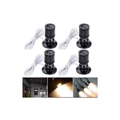 Midore Klein LED Scheinwerfer 4 Stück Schranklicht 2W, 360° Schwenkbar, 230V Aluminium Mini led spot für Schrank, Flur, Galerien, Geschäfte, Schmuckschrank von Midore