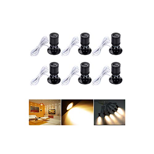 Midore Klein LED Scheinwerfer 6 Stück Schranklicht 2W, 360° Schwenkbar, 230V Aluminium Mini led spot für Schrank, Flur, Galerien, Geschäfte, Schmuckschrank von Midore