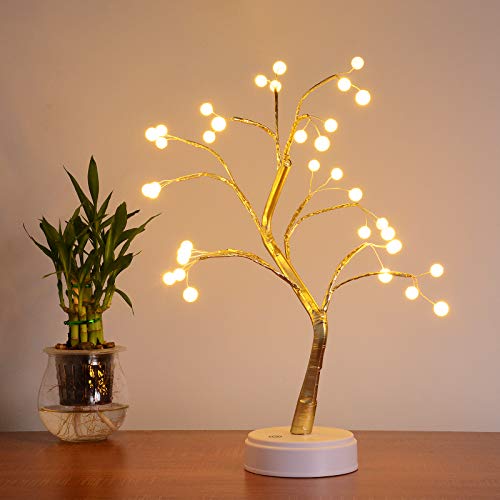 Midore LED Bonsai Baum Lichter 50cm 36 LED Lichterbaum Tisch Bonsai Baum Künstliches Baum Batteriebetrieben Erntedankfest Weihnachtsdeko Zuhause Party Geburtstag Hochzeit Zimmer Innen Dekor von Midore