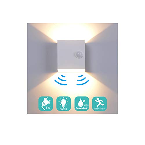 Midore LED Wandleuchte mit Bewegungsmelder Aussen/Innen, Wandlampe 6W IP65 Außenbeleuchtung Up Down Aussenwandleuchte 3000K Warmweiß von Midore
