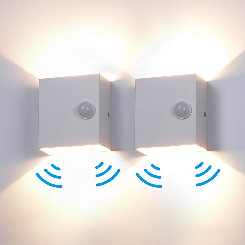 Midore LED Wandleuchte mit Bewegungsmelder Aussen/Innen 2pack, Wandlampe 6W IP65 Außenbeleuchtung Up Down Aussenwandleuchte 3000K Warmweiß von Midore