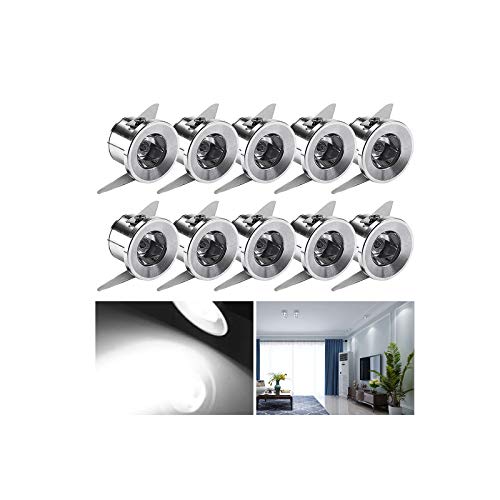 Midore Mini LED Einbaustrahler 1W 10er Einbauspots mit Transformator Klein Downlights LED Deckenspots für Weinschrank/Schrank/Küche/Wohnzimmer von Midore