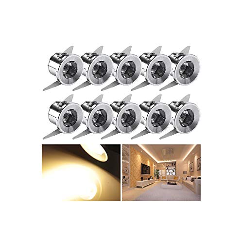 Midore Mini LED Einbaustrahler 1W 10er Einbauspots mit Transformator Klein Downlights LED Deckenspots für Weinschrank/Schrank/Küche/Wohnzimmer von Midore