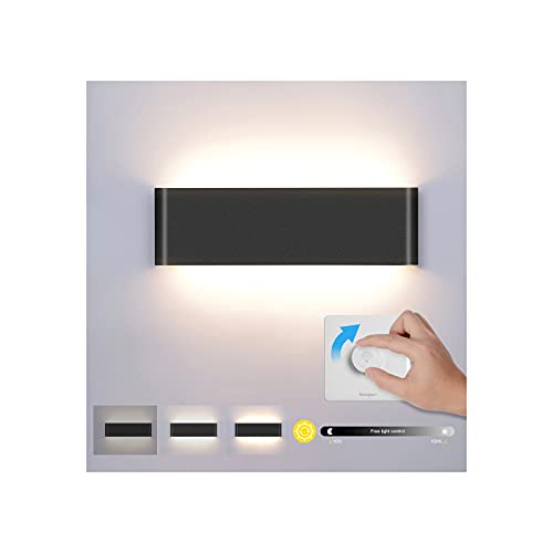 Midore Wandleuchte Innen Dimmbar 12W LED Wandlampe mit Dimmer 230V Wandbeleuchtung Moderne Up und Down Leuchten für Wohnzimmer Schlafzimmer Flur von Midore