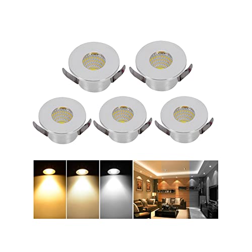 Mini Deckenspot Schrankbeleuchtung, 5 Pack Klein Mini LED Einbaustrahler, Dimmbare Unterbauleuchte Küche Led, Led Vitrinenbeleuchtung Spots für Weinschrank/Schrank/Küche/Wohnzimmer von Midore