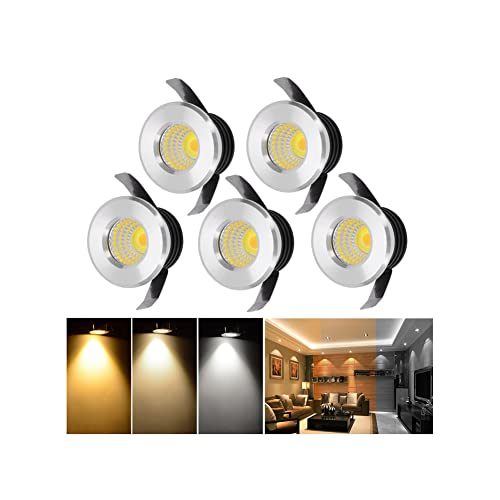 Mini Deckenspot Schrankbeleuchtung, 5 Pack Klein Mini LED Einbaustrahler, Dimmbare Unterbauleuchte Küche Led, Led Vitrinenbeleuchtung Spots für Weinschrank/Schrank/Küche/Wohnzimmer von Midore