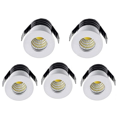 Mini LED Einbaustrahler 3W 5 Stück 230V Weiß Klein Deckenstrahler mit Transformator COB Downlights deckenspots 200lm Minispot von Midore