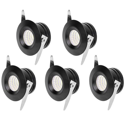 Mini LED Einbaustrahler 3W 5 Stück 230V Weiß Klein Deckenstrahler mit Transformator COB Downlights deckenspots 200lm Minispot von Midore
