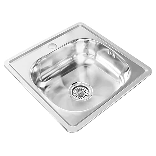 MIDORI® Edelstahlspüle mit Siphon & Ablaufgarnitur | Quadratische 48 x 48 cm Einbauspüle ohne Hahnloch | Küchenspüle aus kratzfestem Edelstahl mit Silence- & Antibeschlag-Beschichtung von Midori