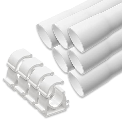 MIDORI® Elektrorohr | 18m M16 16 mm Stangenrohr aus PVC | Gemufftes Leerrohr mit 40 Klemmschellen | Installationsrohr in Weiß von Midori