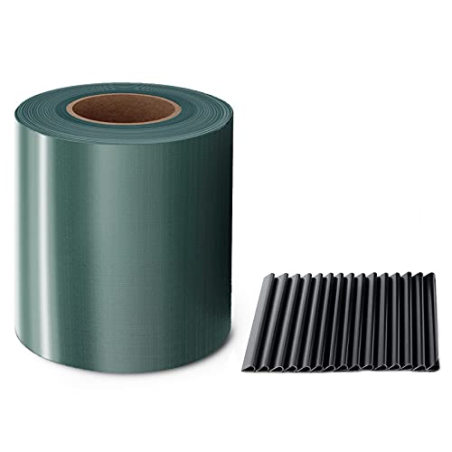 MIDORI® PVC Sichtschutzstreifen 35 m x 19 cm inkl. 30 Befestigungsclips | Wetterfester Windschutz für Zäune mit einer Standardmaschenhöhe von 20 cm | Lärmschutz in modernem Grün von Midori