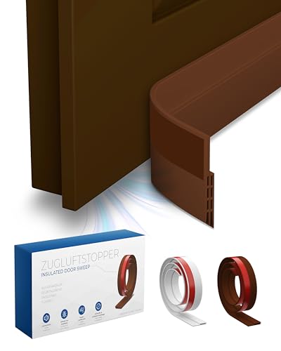 MIDORI Tür Zugluftstopper für Türen | 2 Stück Tür-Dichtung unten selbstklebend in Braun | Türbodendichtung für Haustüren Türen | Idealer Schallschutz Kälteschutz Luftzugstopper von Midori