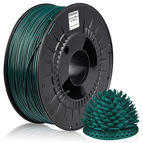 Midori® PETG Filament | 2 Stück, 1,75mm 3D-Drucker-Filament 1kg Spule in Grün Metallic | Verwicklungsfreies Filament für 3D-Drucker & Stift von Midori