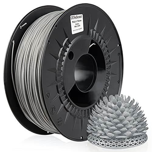 Midori® PLA Filament | 1,75mm 3D-Drucker-Filament 1kg Spule in Silber | Verwicklungsfreies Filament für 3D-Drucker & Stift von Midori