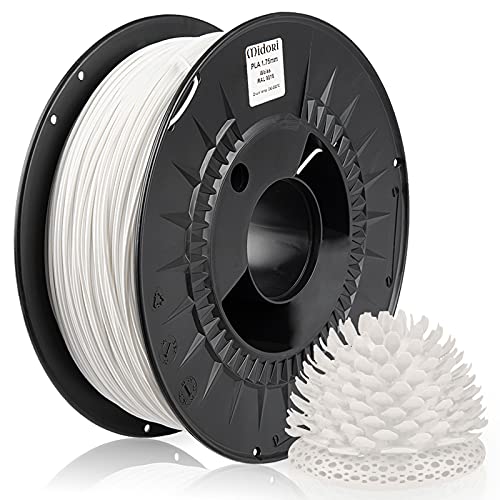 Midori® PLA Filament | 1,75mm 3D-Drucker-Filament 1kg Spule in Weiß | Verwicklungsfreies Filament für 3D-Drucker & Stift von Midori