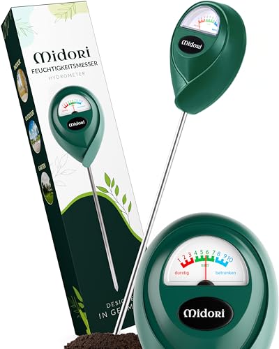 Midori Boden-Feuchtigkeitsmesser | 3 Stück, Messgerät Feuchtigkeitsmessgerät für Pflanzen in Grün mit 31,2 m langer Edelstahl-Sonde Midori Boden-Feuchtigkeitsmesser | 3 Stück, Messgerät Feuchtigkeitsmessgerät für Pflanzen in Grün mit 31,2 m langer Edelstahl-Sonde von Midori