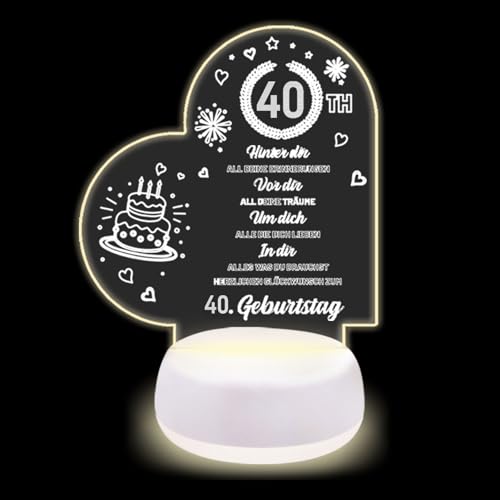 Geburtstagsgeschenke für 40. Geburtstag Frauen Männer Acryl Nachtlicht Deko Geschenke LED Lampe Nachtlicht Geschenke für Vater Mutter Freunde Ehemann Ehefrau Muttertagsgeschenke Weihnachtsgeschenke von MidoriMori