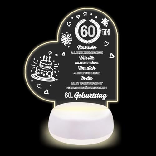 Geburtstagsgeschenke für 60. Geburtstag Frauen Männer Acryl Nachtlicht Deko Geschenke LED Lampe Nachtlicht Geschenke für Vater Mutter Freunde Ehemann Ehefrau Muttertagsgeschenke Weihnachtsgeschenke von MidoriMori