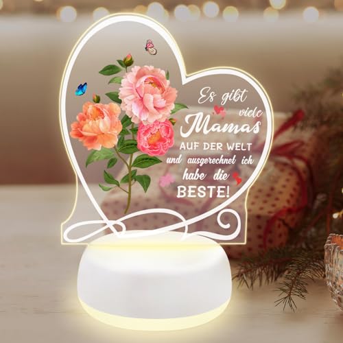 Geschenke Für Mama –Acryl Nachtlicht Geschenke Deko Für Mama Personalisierte LED Lampe Nachtlicht Geburtstagsgeschenk Für Frauen Muttertagsgeschenke Für Mutter Mama Geschenk Von Tochter & Sohn (Blume) von MidoriMori