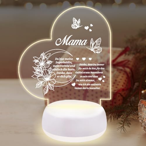 Geschenke Für Mama – Acryl Nachtlicht Geschenke Deko Für Mama Personalisierte LED Lampe Nachtlicht Geburtstagsgeschenk Für Frauen Muttertagsgeschenke Für Mutter Mama Geschenk Von Tochter & Sohn (Mond) von MidoriMori