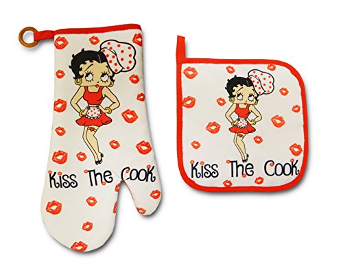 Betty Boop Topfhandschuh und Topflappen Set Kiss The Cook von Midsouth Products