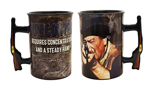 Midsouth Products John Wayne Gun Control Keramiktasse, 473 ml, ikonisches Sammlerstück für Duke-Fans und Cowboy-Enthusiastis von Midsouth Products
