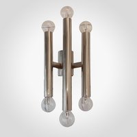 Gaetano Sciolari Design Wandleuchte | 60Er Chrom Metall Wandlampen Italian 6x Glühbirnen Designer-Lampe von Midtage