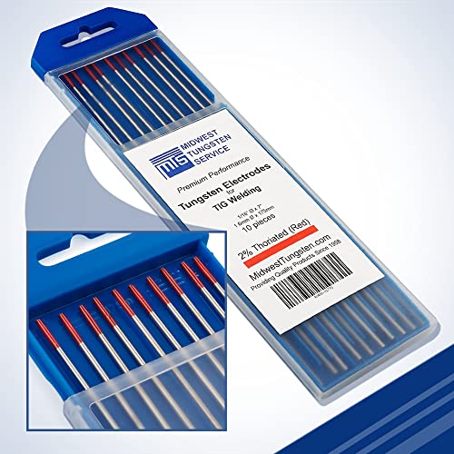 Midwest Tungsten Service TIG Welding Tungsten Electrodes 2% Thoriated 1/16ââ‚¬ x 7ââ‚¬ (Red WT20) 10-Pack von Midwest Tungsten Service