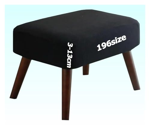 Hockerbezug Quadratisch Ottoman Cover Fußbank Schonbezug Stretch Fußhocker Husse Soft Beschützer Jacquard Slipcovers Sitzhocker mit Elastic Bottom Rund Rechteckig Waschbar Anpassbar(H,55 x 55 cm) von Miecoae