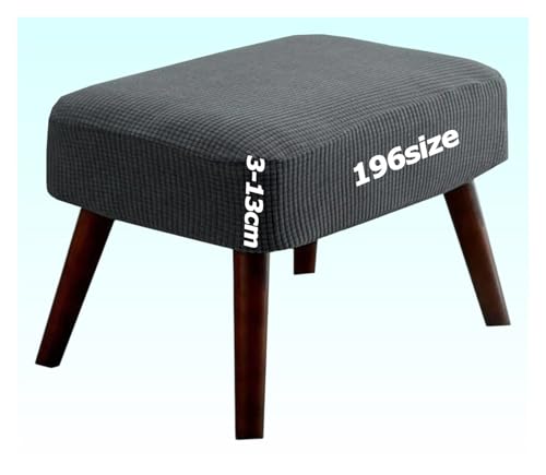 Hockerbezug Quadratisch Ottoman Cover Fußbank Schonbezug Stretch Fußhocker Husse Soft Beschützer Jacquard Slipcovers Sitzhocker mit Elastic Bottom Rund Rechteckig Waschbar Anpassbar(K,30 x 30 cm) von Miecoae