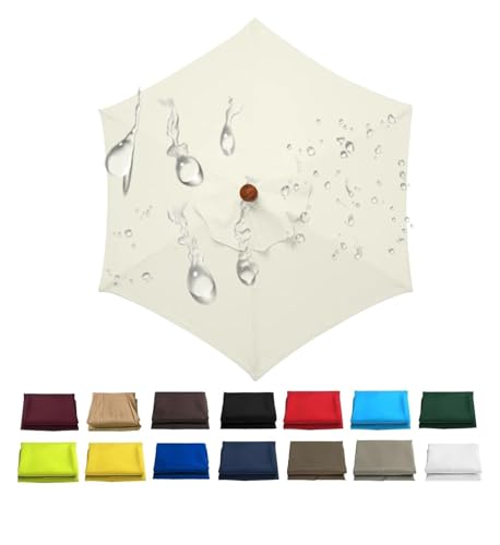 Miecoae Sonnenschirm Ersatzbezug 2m 2,5m 2,7m 3,0m 6 Streben 8 Streben, Bezug, Wasserdicht Schirmbezug Sonnenschirm Ersatzteile für Balkon, Garten, Pool und Strand(Ww2,6 Ribs- 6.5 FT 200 cm) von Miecoae