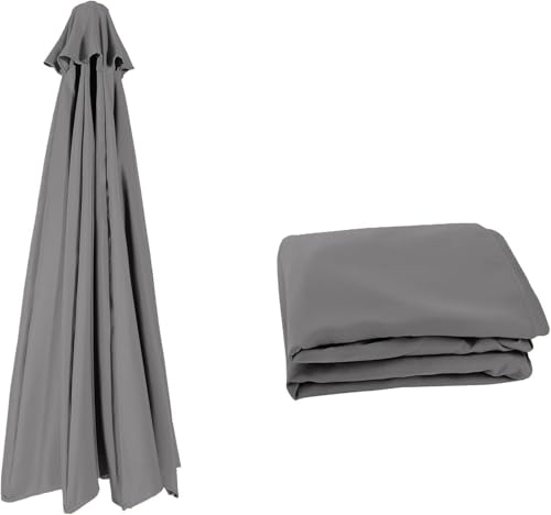 Miecoae Sonnenschirm Ersatzbezug 3.0m/4m/3.5m/2.7m/2.8m/3.30m 8 Streben/6 Streben, Sonnenschirm Windfest Stabil Strand Terrasse Garten Sonnenschirm Ersatzteile(Dunkelgrau,8 Ribs 3.30m) von Miecoae