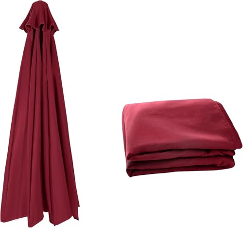 Miecoae Sonnenschirm Ersatzbezug 3.0m/4m/3.5m/2.7m/2.8m/3.30m 8 Streben/6 Streben, Sonnenschirm Windfest Stabil Strand Terrasse Garten Sonnenschirm Ersatzteile(Wine Red,8 Ribs 2.7m) von Miecoae