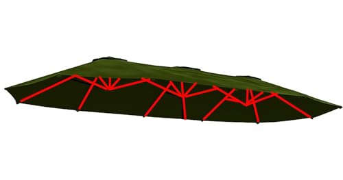 Miecoae Wasserabweisend Ersatz-Schirmdach 4.5x2.7 m für den Außenbereich Dicker Und Starker Marktschirm Sonnenschirm Ersatzbezug für 12 Rippen(Grün) von Miecoae