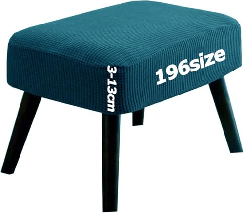 Ottomane Bezug Quadratisch Hocker überzug Hockerbezug Ottoman Cover Fußbank Schonbezug Stretch Fußhocker Husse Beschützer Jacquard Sitzhocker mit Elastic Bottom Rund Rechteckig Anpassbar(Aquablau,40 x von Miecoae