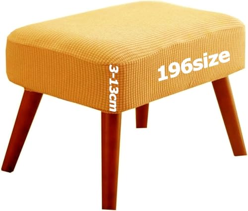 Ottomane Bezug Quadratisch Hocker überzug Hockerbezug Ottoman Cover Fußbank Schonbezug Stretch Fußhocker Husse Beschützer Jacquard Sitzhocker mit Elastic Bottom Rund Rechteckig Anpassbar(Gelb,40 x 70 von Miecoae
