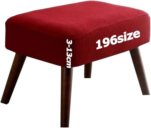 Ottomane Bezug Quadratisch Hocker überzug Hockerbezug Ottoman Cover Fußbank Schonbezug Stretch Fußhocker Husse Beschützer Jacquard Sitzhocker mit Elastic Bottom Rund Rechteckig Anpassbar(Rot,35 x 45 c von Miecoae